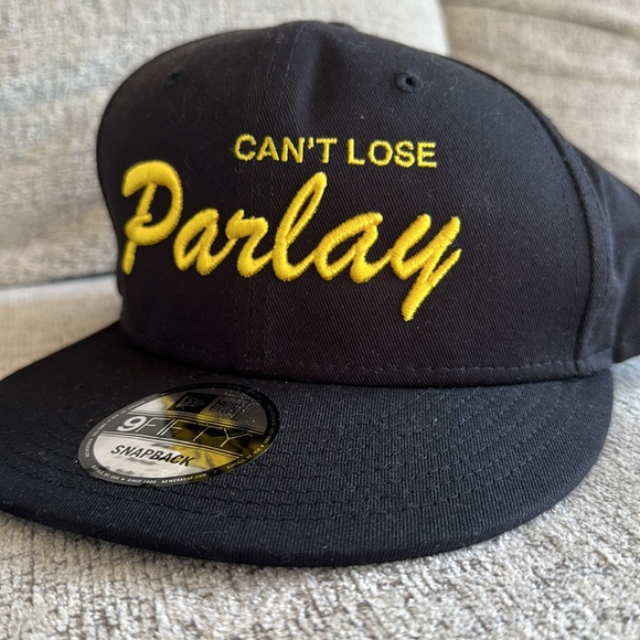 Can’t Lose Parlay in yellow on Black Hat Cap Snapback New Era 9 FIFTY NEW - Picture 4 of 4